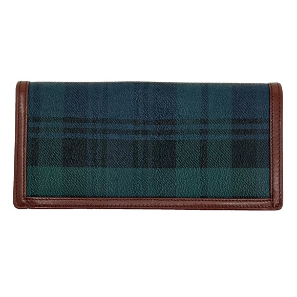 Polo Ralph Lauren Blackwatch Tartan Plaid Leather Long Wallet VTG NIB - Picture 1 of 8